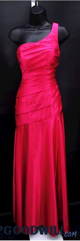 Pretty Maids Women's Hot Pink One Shoulder Pleated Mermaid Formal Dress SZ 6