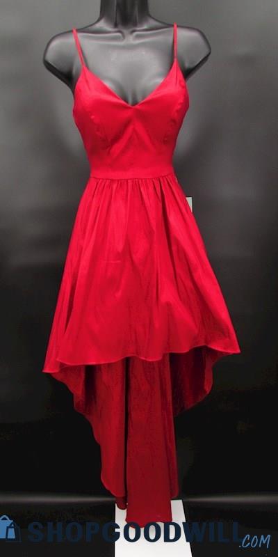 B Smart Women's Red High Low Spaghetti Strap Formal Gown SZ 0