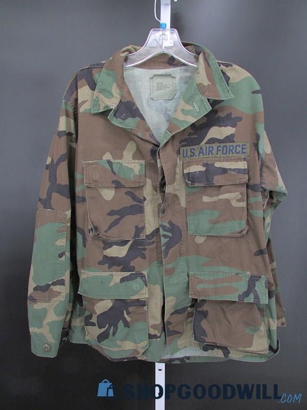 Vintage U.S. Air Force Men's Green/Brown Camo Jacket SZ M Short