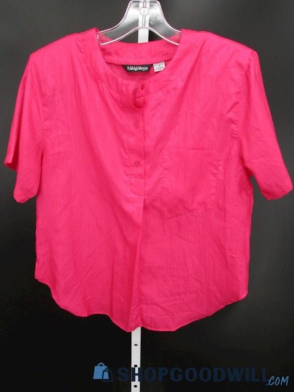 Ashleigh Morgan Women's Vintage Hot Pink Short Sleeve Blouse SZ S
