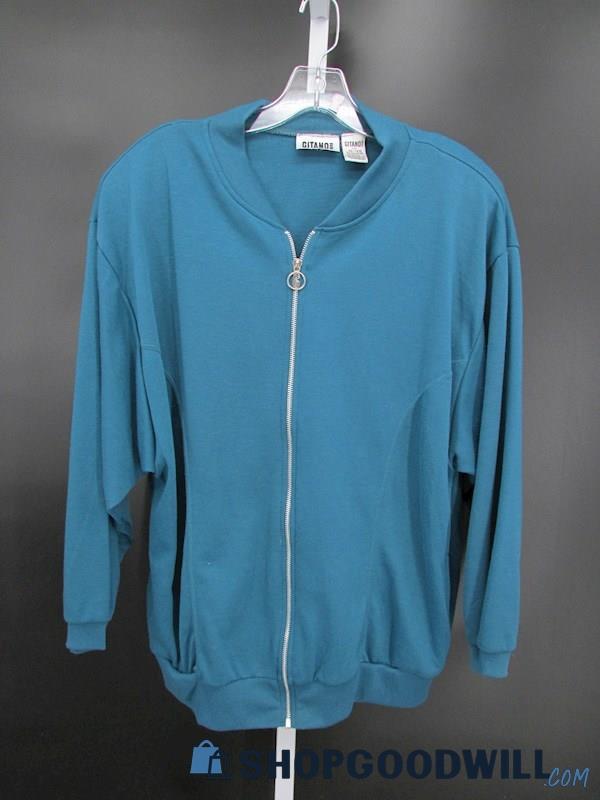 Vintage Gitano Women's Blue Full Zip Sweater SZ 38/18W