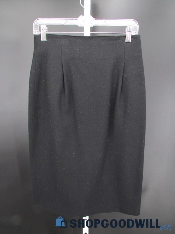 Vintage Unbranded Women's Black Wool Pleated Straight Skirt SZ 8