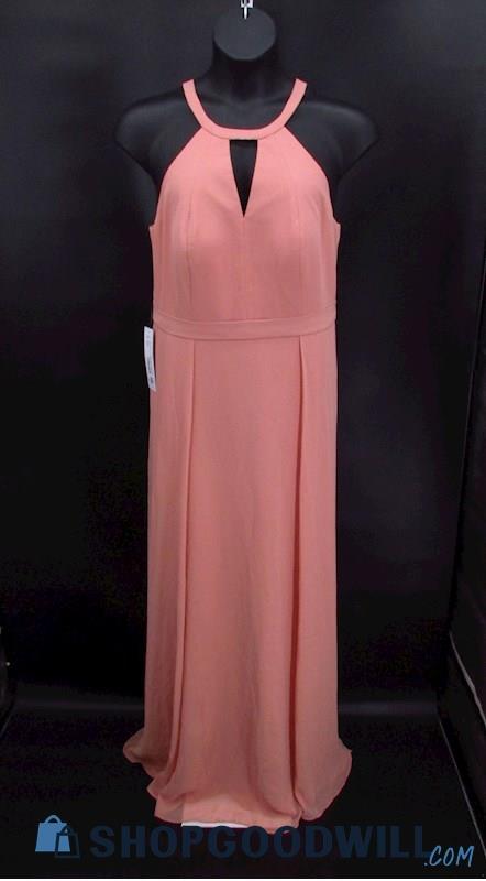 NWT Azazie Women's Champagne Rose Keyhole Halter Chiffon A-Line Dress SZ-A16