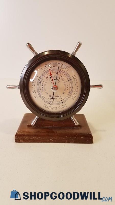 Fee Stemwedel Airguide Barometer Ship S Wheel W Wood Base Approx 5 5   16e22d06 932d 4fd4 A789 974d4759ad35scan 06091 