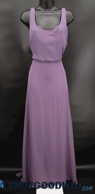 Weddington Way Women's Purple Scoop Neck Sleeveless Full Length Formal Gown SZ 8