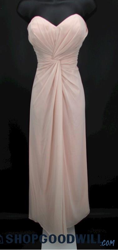 Bill Levkoff Women's Pale Pink Strapless Sweetheart Twist Front Formal Gown SZ 8