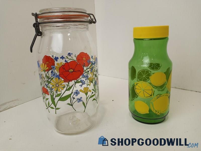 Retro Style Assorted Flower Glass Jar Lid Wire Closure + Extra ...