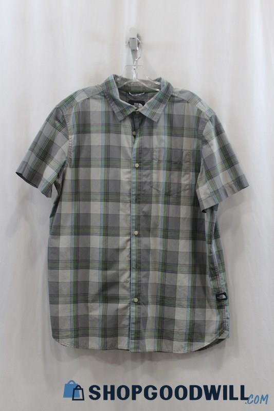 The North Face Men's Gray/Green Plaid Button Up Shirt SZ XL