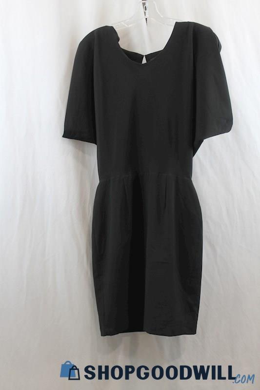 NWT Ark & Co Women's Black Rayon Short Sleeve Draped Dress SZ M 