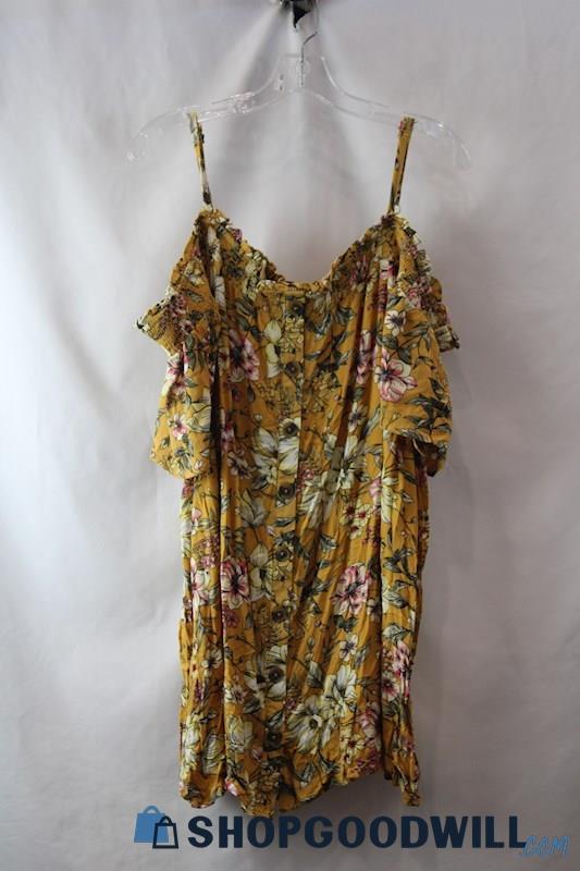 NWT Torrid Women's Yellow Floral Smocked Cold Shoulder Blouse SZ 4X
