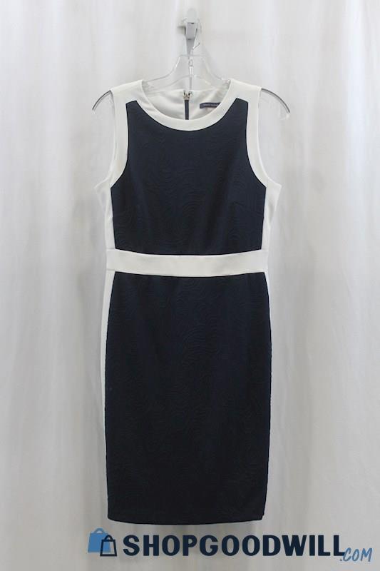 Tommy Hilfiger Womens Navy/White Textured Pattern Sheath Dress Sz 6