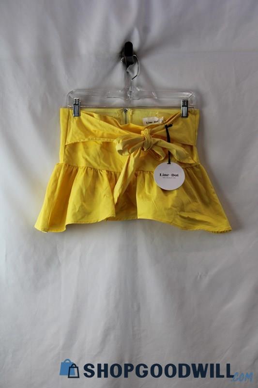 NWT Line + Dot Women's Bright Yellow Front Tie A-Line Skirt SZ S