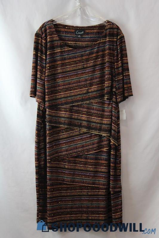 NWT Connected Apparel Women's Multicolor Striped Layered Dress SZ 22