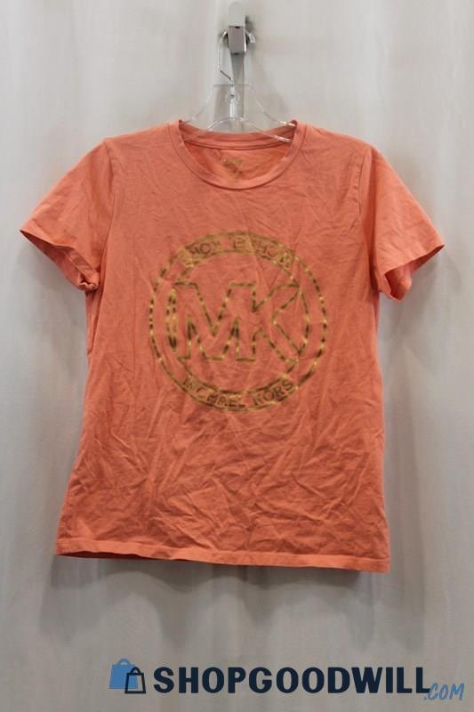 Michael Kors Women's Pink/Gold Logo Graphic T-Shirt SZ S