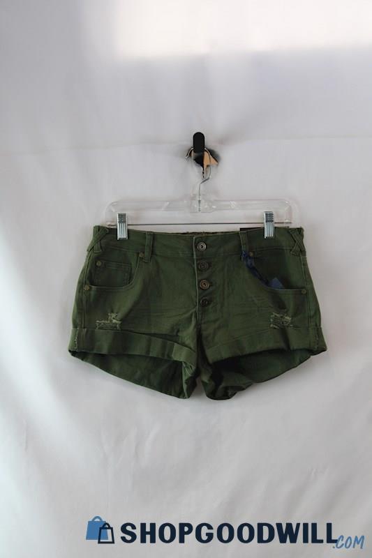 NWT BoomBoom Women's Olive Green Cuffed Button Fly Short SZ 13