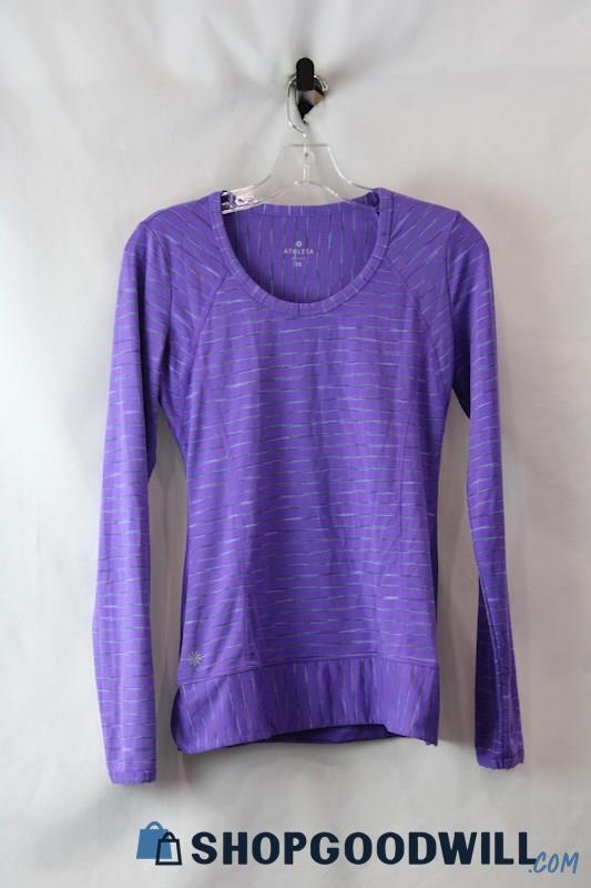 Athleta Women's Purple/Blue Heather Scoop neck Long sleeve active Shirt SZ XS