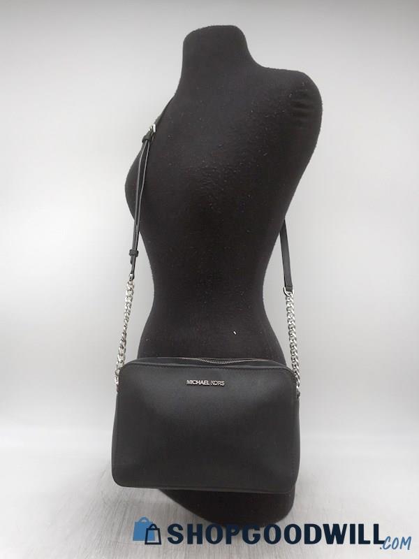 Michael Kors Jet Set Black Saffiano Leather Large Crossbody Handbag Purse