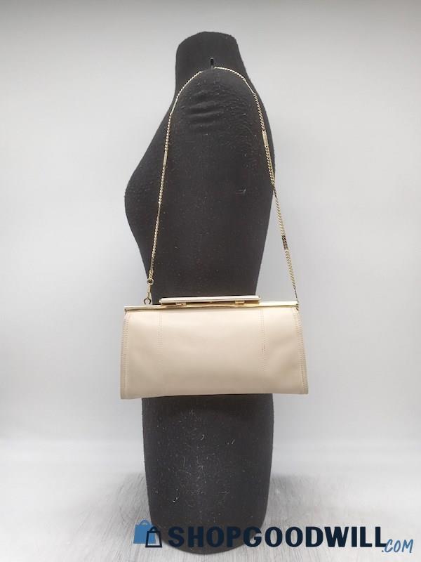 A. Brescia Cream Leather Small Shoulder/Clutch Handbag Purse