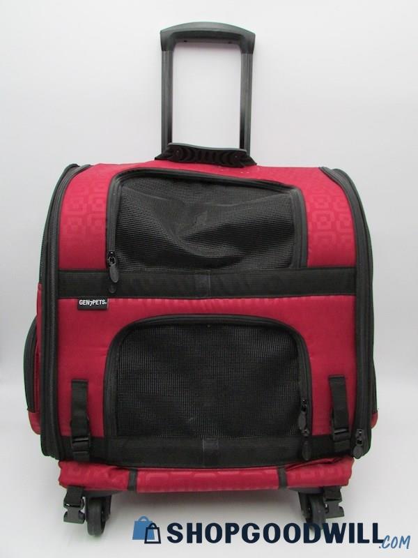 Gen7Pets Red Geometric Pet Carrier Roller/Backpack Handbag Purse
