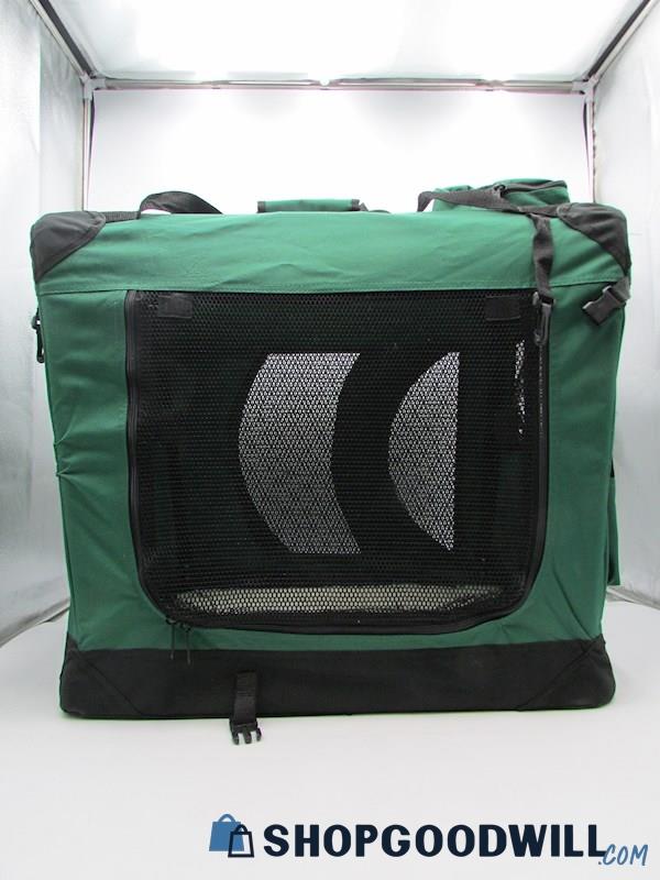 Elite Field Green Foldable Pet Crate & Carrying Bag w/ Fleece Pad Handbag Purse