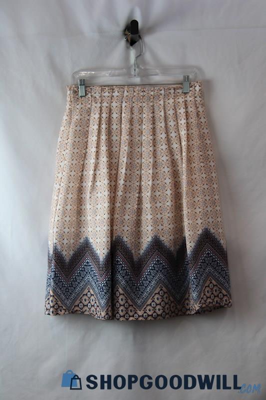 Christopher & Banks Women's Pink Patterned Pleated A-Line Skirt SZ S