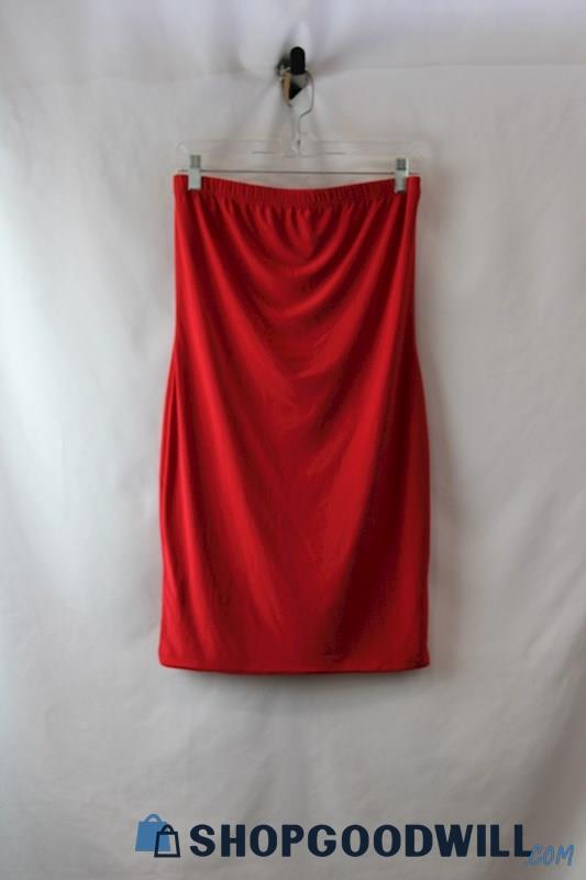 NWT Pretty Little Thing Women's Red Slinky Bodycon Skirt SZ 14
