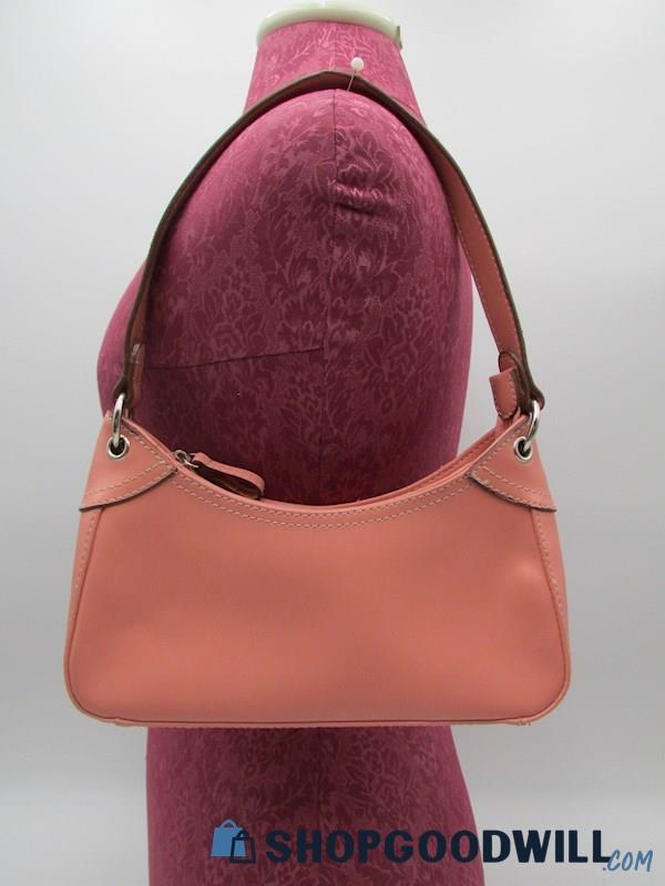 Liz Claiborne Vintage Peony Pink Vegan Leather Baguette Shoulder Handbag Purse