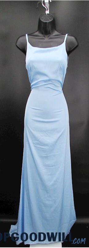 NWT Leena Women's Light Blue Spaghetti Strap Maxi Formal Dress SZ 2