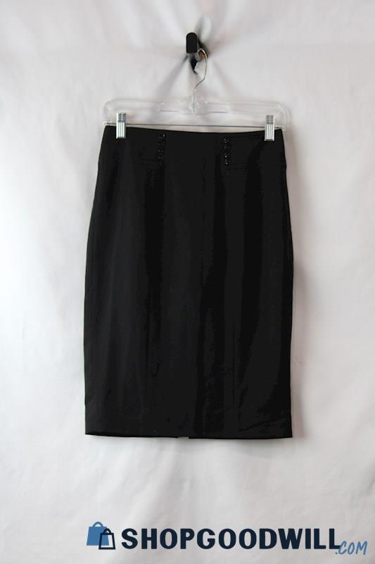 WHBM Women's Black Pencil Skirt Faux button Detail SZ 0