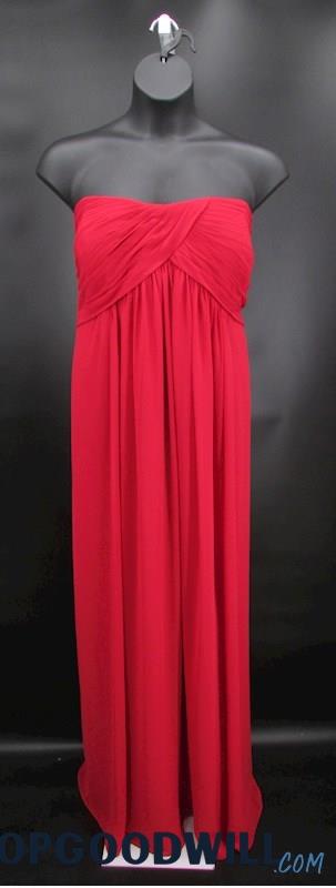 Gather & Gown Women's Red Strapless Pleated Empire Formal Dress SZ 28