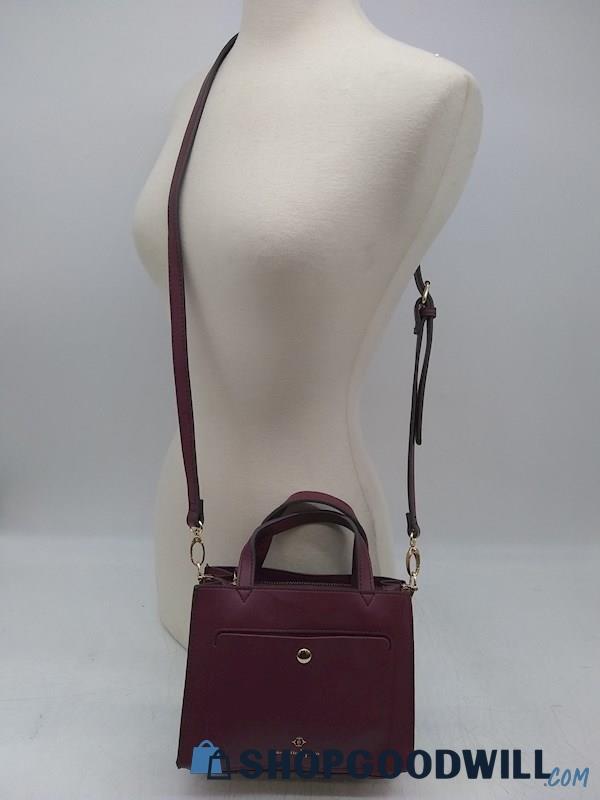 Nanette Lepore Colby Burgundy Faux Leather Crossbody Handbag Purse 