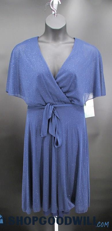 NWT J. Taylor Dark Blue Glitter Column Short Formal Dress SZ 16