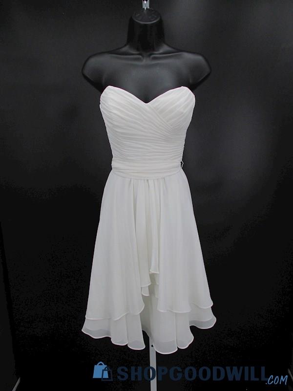 NWT Mori Lee Women's White Pleated Strapless Formal Dress SZ 6