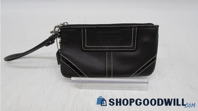 Coach Black Leather/ Patent Wristlet Handbag Purse 