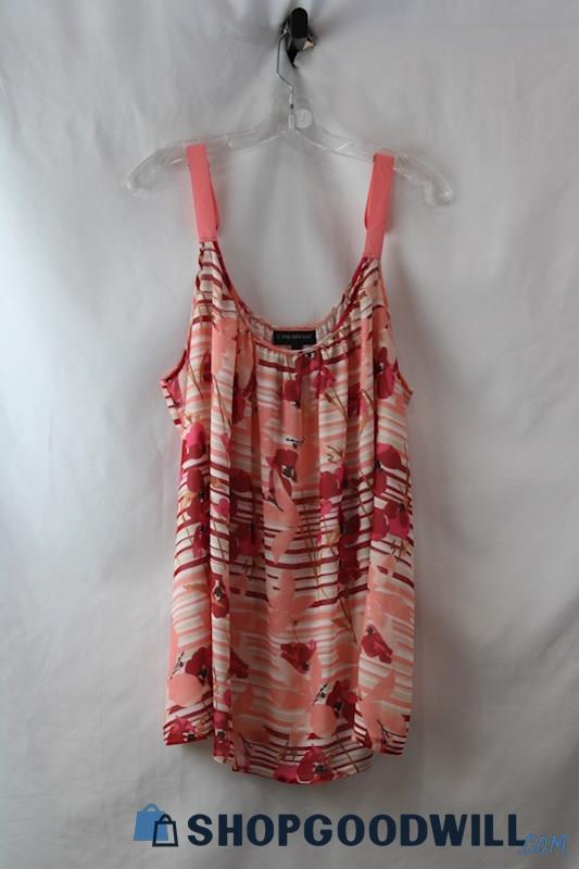 NWT Lane Bryant Women's Pink Floral/Striped Pattern Tank Top SZ 26