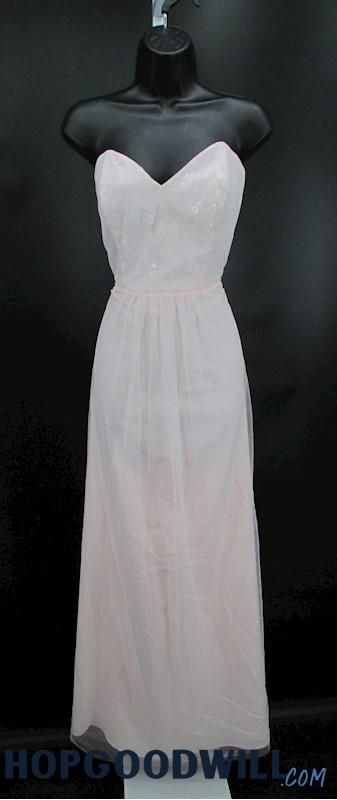 NWT Alfred Angelo Women's Lt Pink Sweetheart Strapless Maxi Formal Dress SZ 8