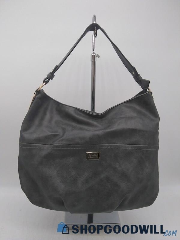 Sylvia Alexander Grey Faux Leather Hobo Handbag Purse 