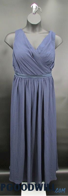 AW. Bridal Women's Navy V-Neck Pleated A-Line Formal Dress SZ 18