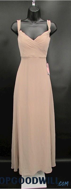 NWT Birdy Grey Women's Tan V-Neck A-Line Formal Dress SZ XS