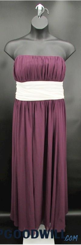 Bari Jay Women's Dark Purple Pleated Strapless Empire Formal Dress SZ 22W