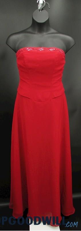 Morilee Women's Red Strapless Beaded Sheath Formal Dress SZ 12 