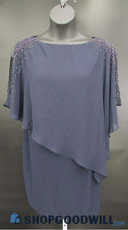 NWT X by Escape Women's Navy Beaded Shift Short Formal Dress SZ 12