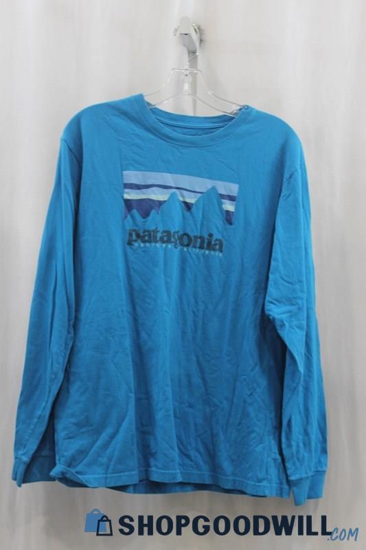 Patagonia Mens Aqua Blue Graphic LS Shirt Sz M