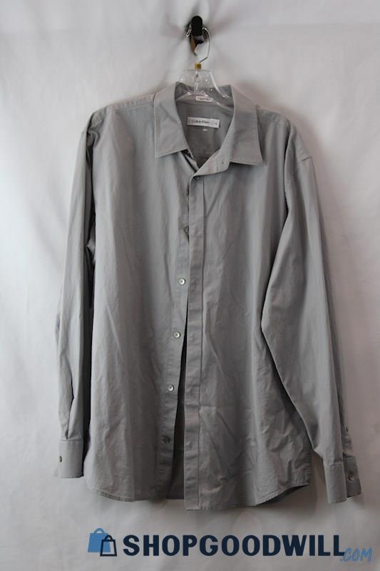 Calvin Klein Women's Gray Button Up Long Sleeve Shirt SZ XL