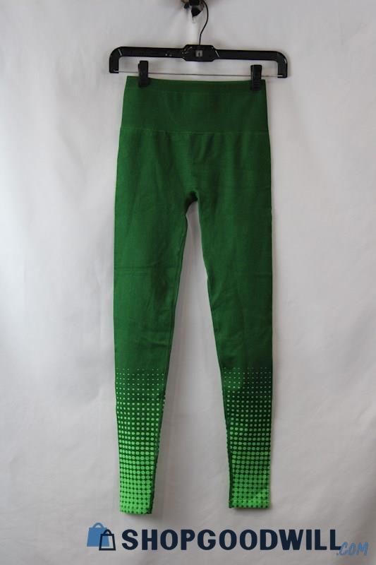 NWT Fabletics Women's Green Polka Dot Leg Compression Knit Legging SZ XS