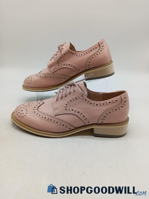 Vero Cuoio Women’s Pink Leather Spectator Oxfords Block Lace-up Shoes ...