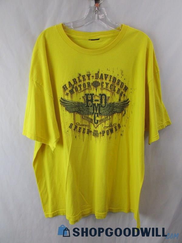 Harley-Davidson Custer Black Hills Men's Yellow Short Sleeve T-Shirt SZ 2XL