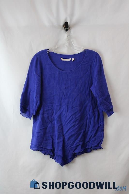 Soft Surrounding Women's Blue Gauze V Cut Hem Blouse sz XS