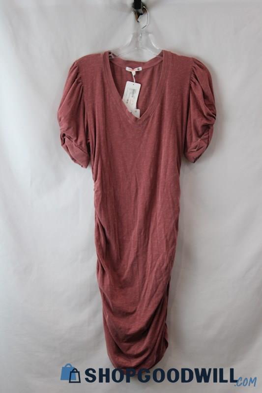 NWT Sundry Women's Mauve Side Rouched Puff Sleeve Dress sz 1