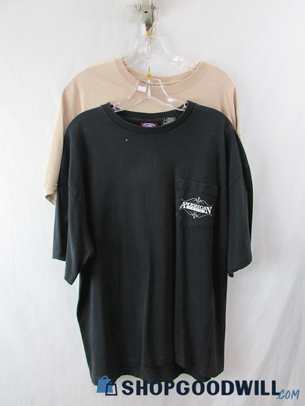 Lot of 2 American Iron/Iron Horse Social Club Black/Tan Graphic T-Shirt SZ XL